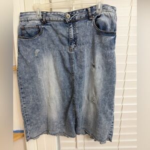 Classic Blue Denim Pencil Skirt